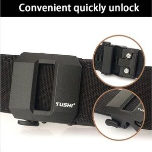 NWT TUSHI Unisex Black Belt Quick Release Durable